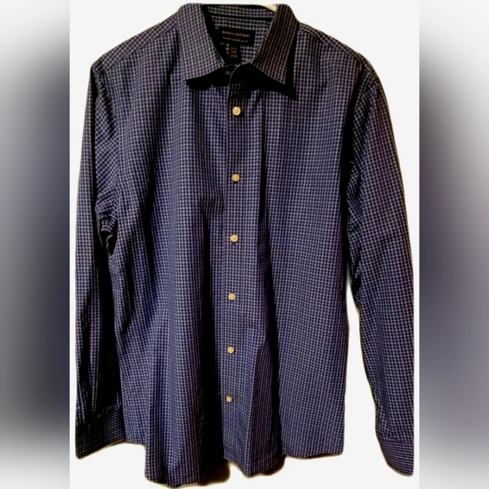Banana Republic Gingham Dress Shirt Large Quiet Luxury Business Casual